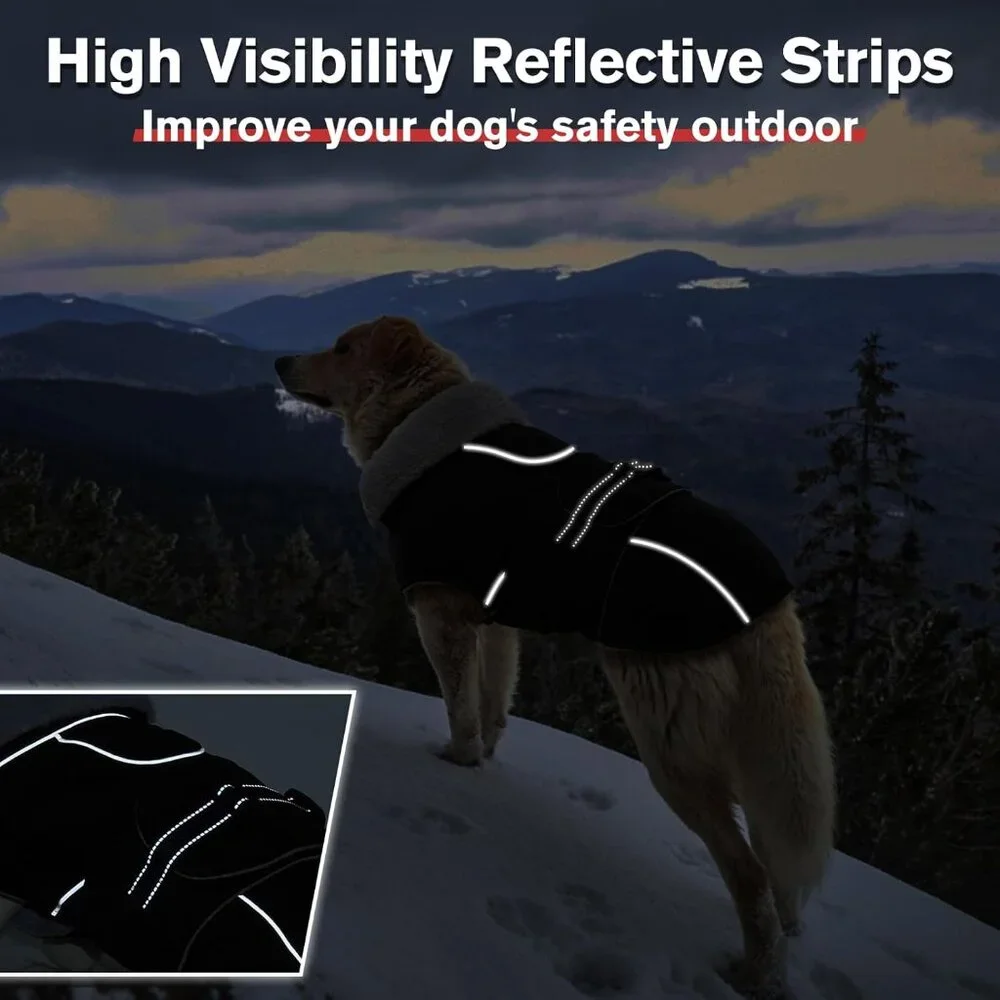 Lelepet Warm Dog Coat Reflective Dog Fleece Vest Waterproof Jacket